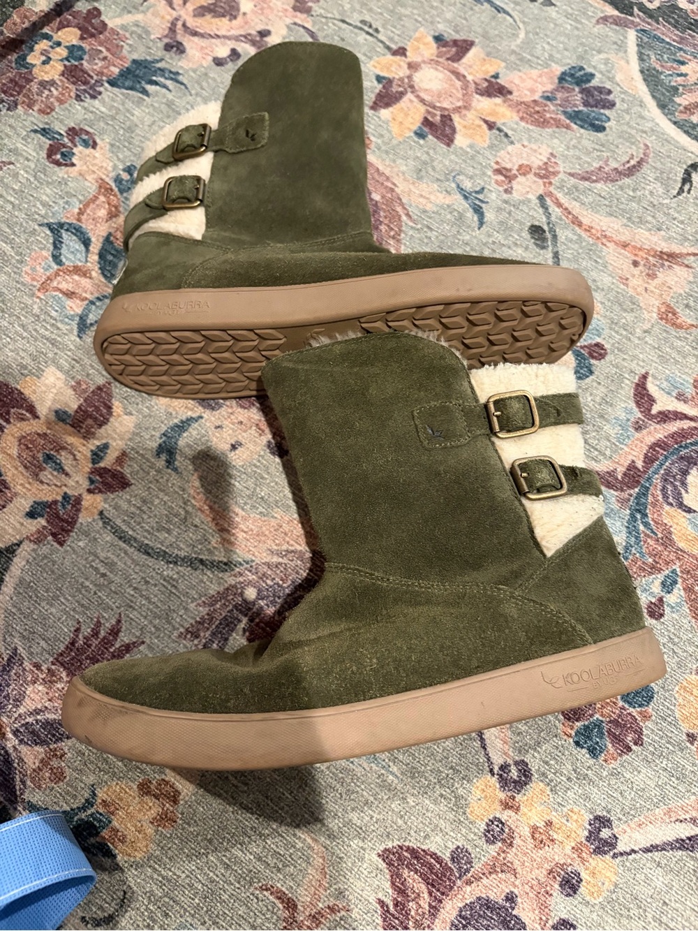 Koolaburra by Ugg Olive Suede Shearling Buckle Boots Women’s 7